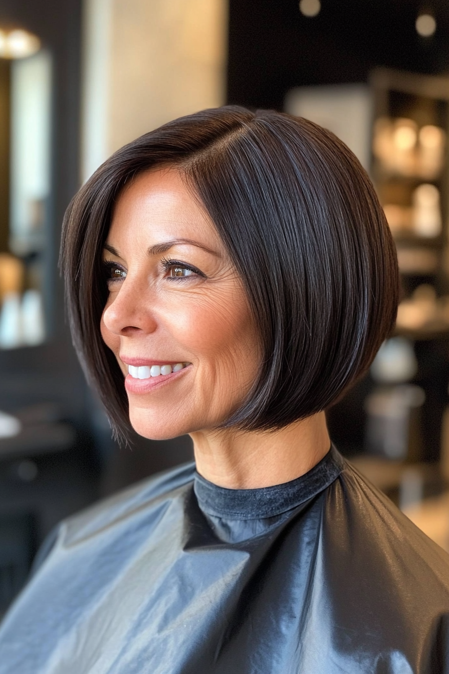 7. Rounded Bob in Deep Espresso (Hairstyles For Women Over 50 With Thick Hair) - Hairstyles For Women Over 50 With Thick Hair