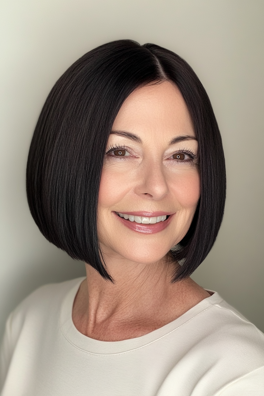2. Classic Chin-Length Bob with Natural Black (Bob Hairstyles For Women Over 50) - Bob Hairstyles For Women Over 50