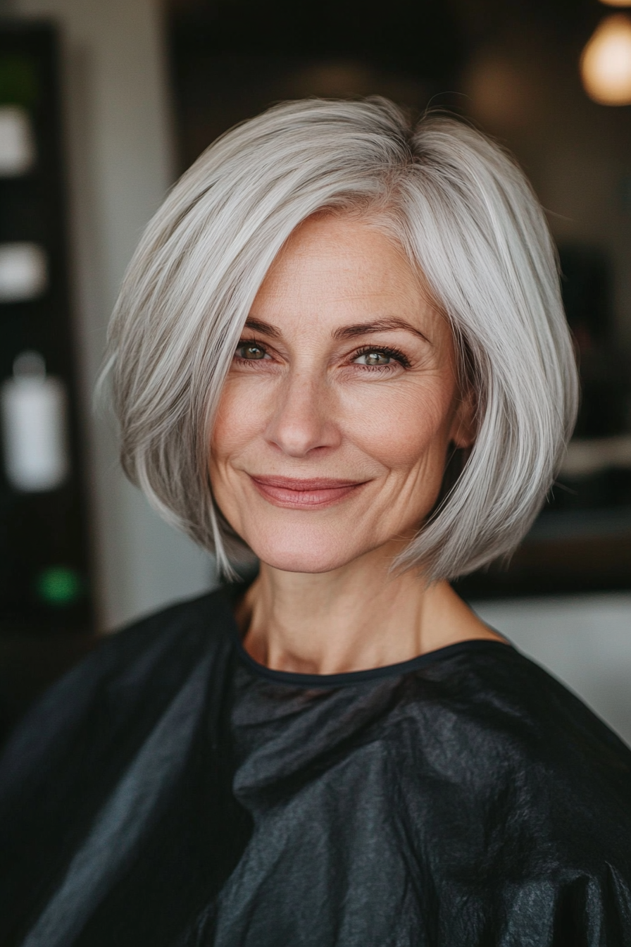 5. Textured Bob with Salt-and-Pepper Tones (Bob Hairstyles For Women Over 50) - Bob Hairstyles For Women Over 50