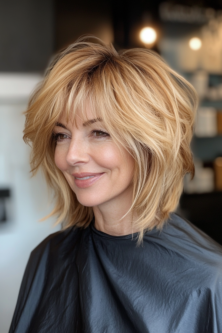 8. Shaggy Bob with Golden Blonde (Bob Hairstyles For Women Over 50) - Bob Hairstyles For Women Over 50