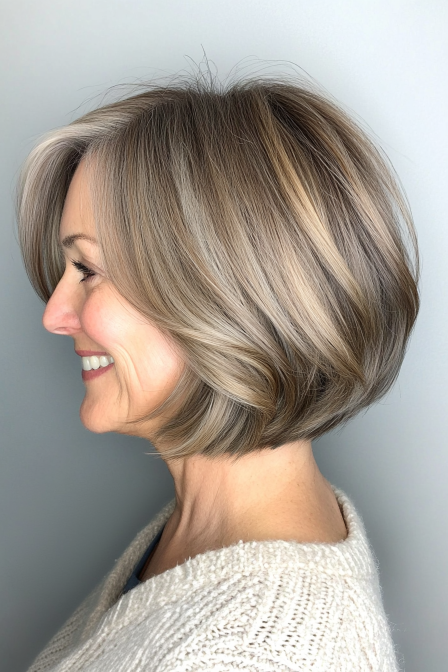 12. Graduated Bob with Light Ash Brown (Bob Hairstyles For Women Over 50) - Bob Hairstyles For Women Over 50