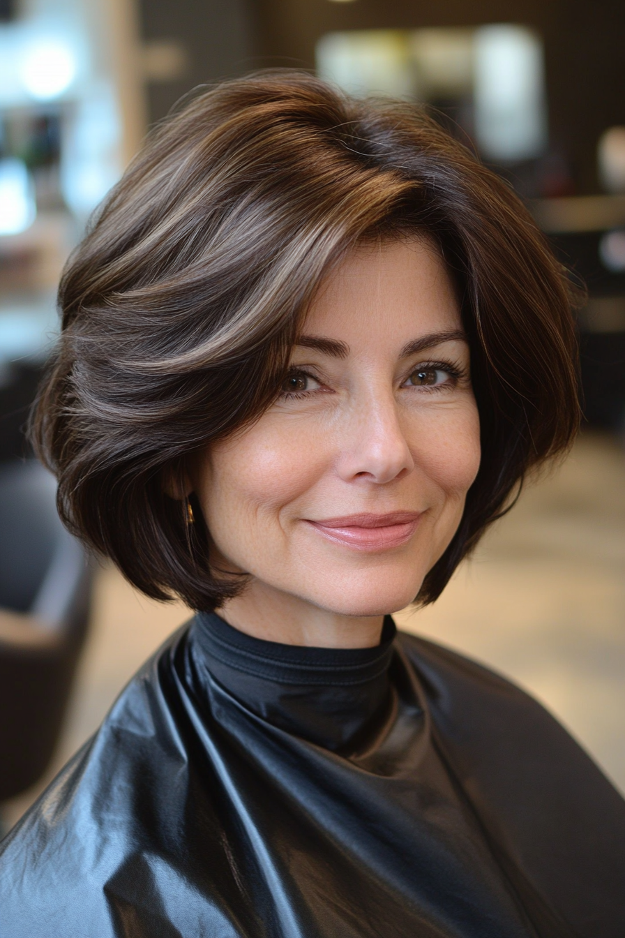 17. Stacked Bob with Mocha Brown (Bob Hairstyles For Women Over 50) - Bob Hairstyles For Women Over 50