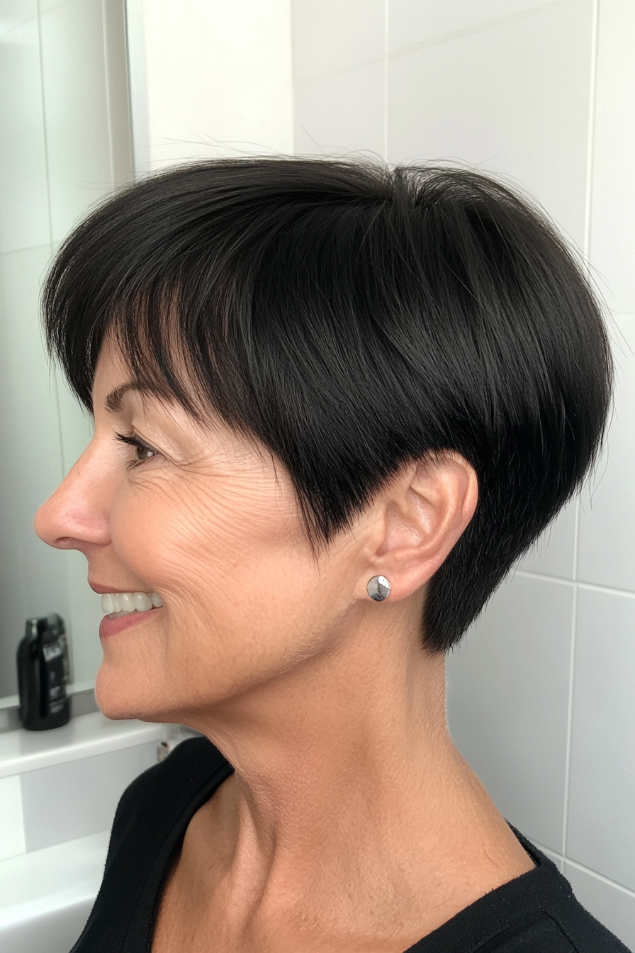3. Tapered Crop with Deep Black (Senior Haircuts For Older Women) - Senior Haircuts For Older Women