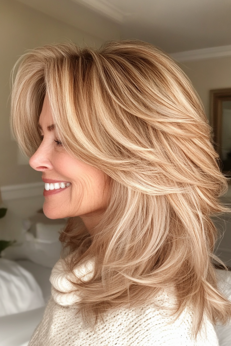 4. Soft Shag with Honey Blonde Highlights (Senior Haircuts For Older Women) - Senior Haircuts For Older Women