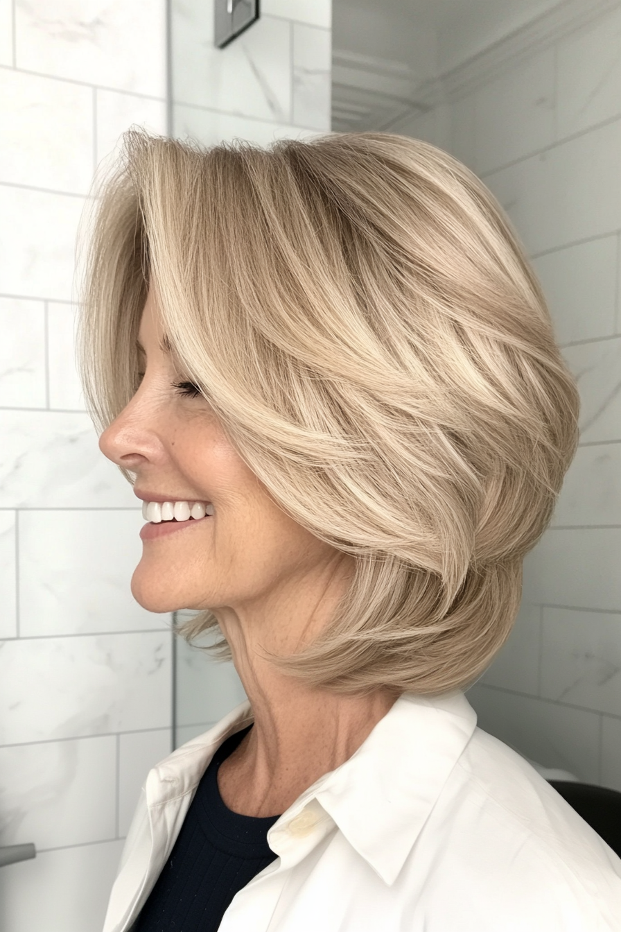 11. Graduated Bob with Sandy Blonde (Senior Haircuts For Older Women) - Senior Haircuts For Older Women