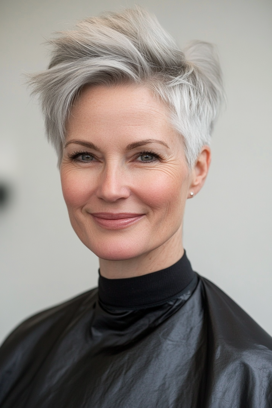 16. Sculpted Crop with Steel Grey (Senior Haircuts For Older Women) - Senior Haircuts For Older Women