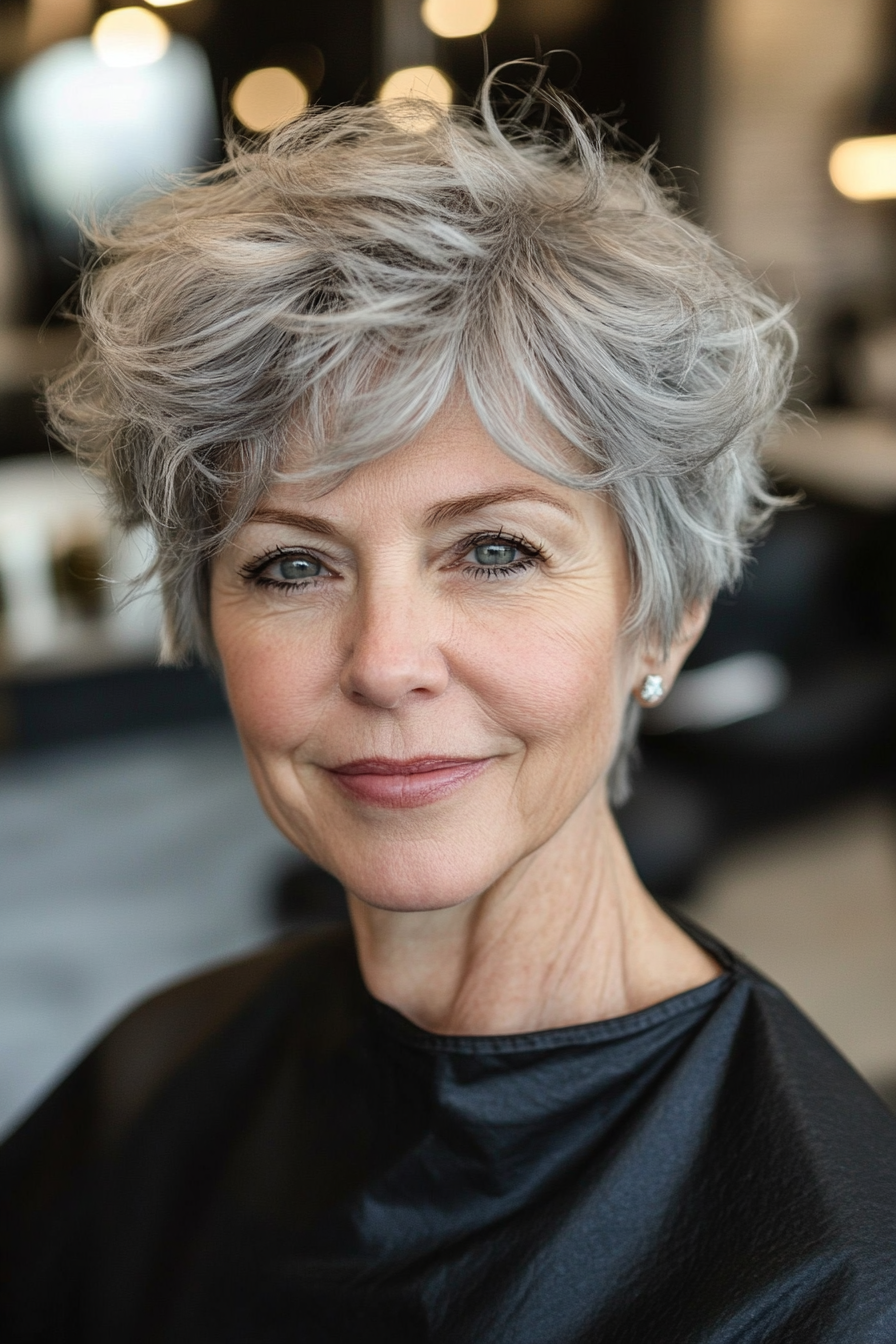 20. Tousled Pixie with Sandy Grey (Senior Haircuts For Older Women) - Senior Haircuts For Older Women