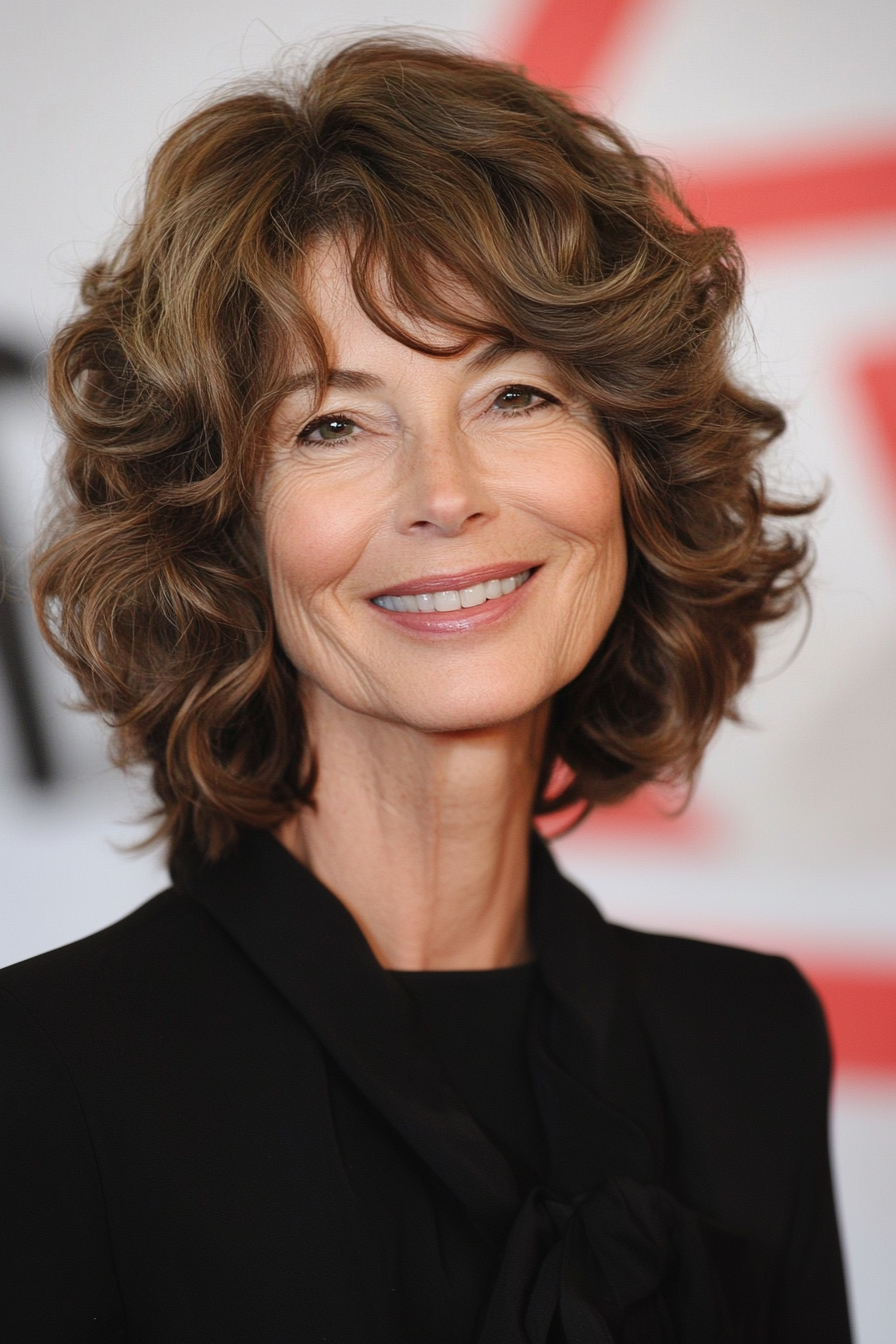21. Soft Curls with Medium Brown (Senior Haircuts For Older Women) - Senior Haircuts For Older Women