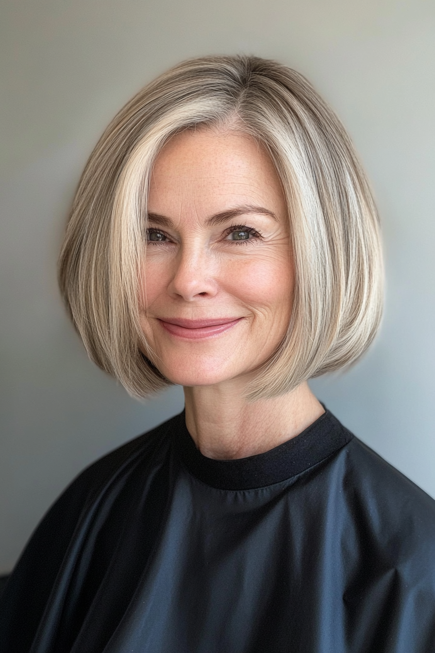 22. Cropped Bob with Ash Blonde (Senior Haircuts For Older Women) - Senior Haircuts For Older Women