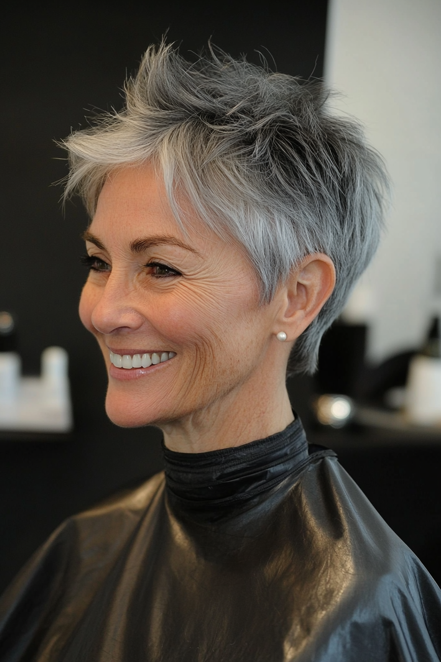 8. Tapered Layers with Natural Gray (Layered Haircuts For Women Over 50) - Layered Haircuts For Women Over 50