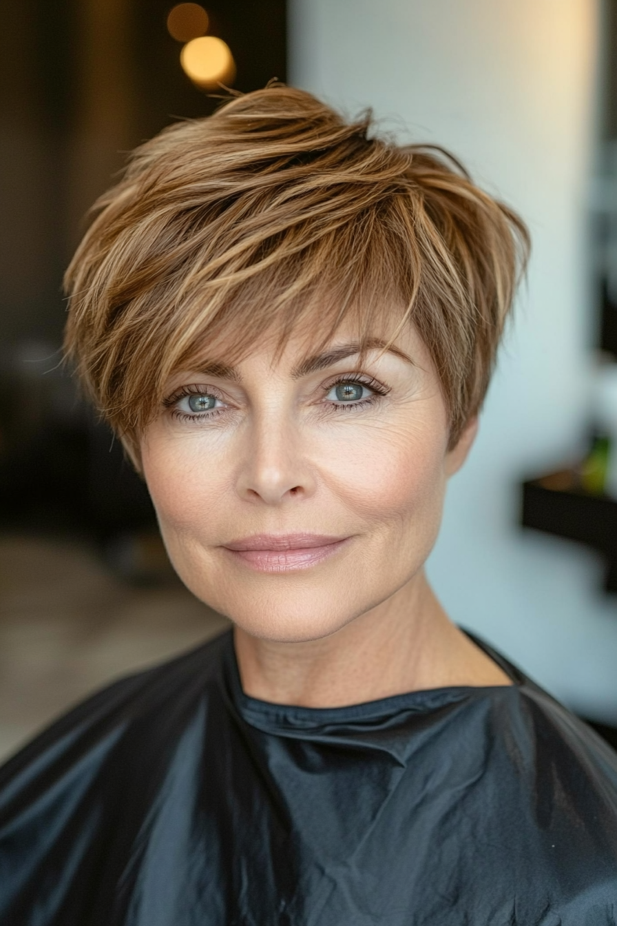 11. Soft Layered Pixie with Light Brown (Layered Haircuts For Women Over 50) - Layered Haircuts For Women Over 50