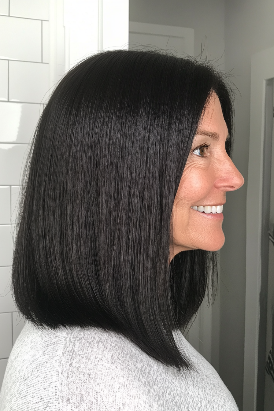 9. Shoulder-Grazing Cut in Natural Black (Medium Length Hairstyles For Women Over 60) - Medium Length Hairstyles For Women Over 60
