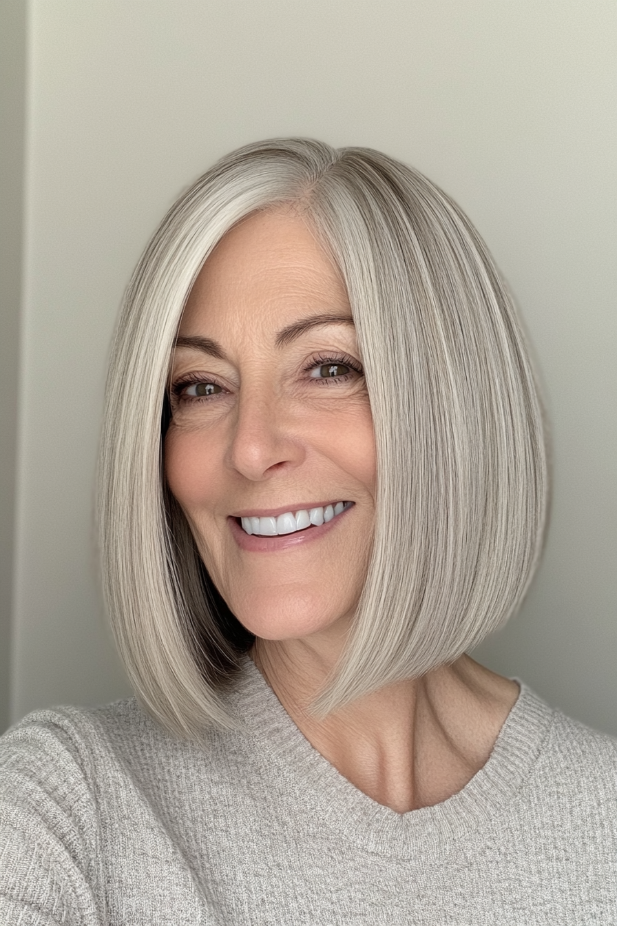 19. Mid-Length Bob with Ash Blonde (Medium Length Hairstyles For Women Over 60) - Medium Length Hairstyles For Women Over 60