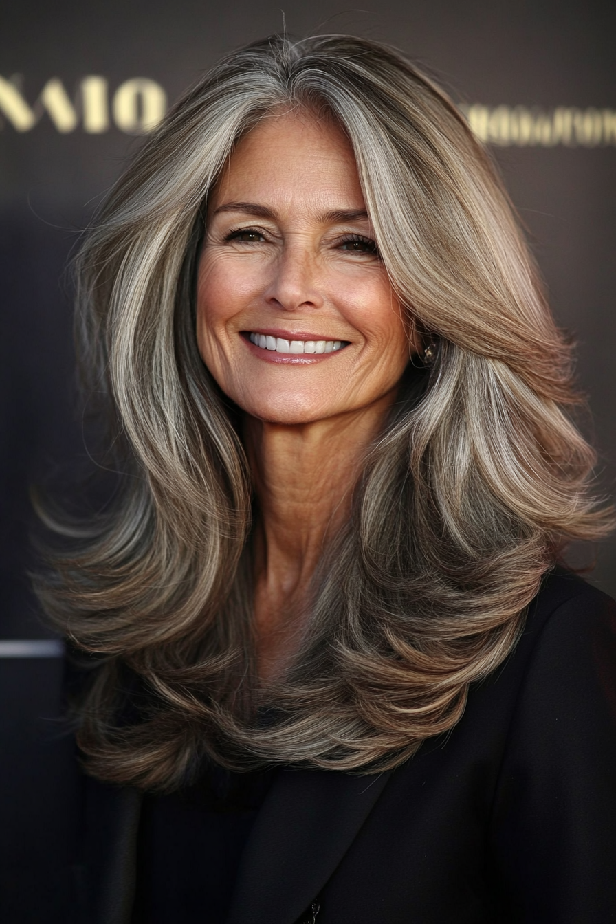 25. Subtle Layers with Cocoa Brown (Medium Length Hairstyles For Women Over 60) - Medium Length Hairstyles For Women Over 60