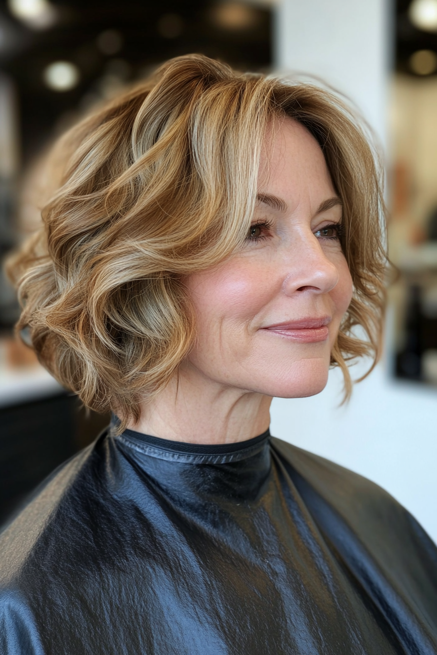 26. Mid-Length Curl-Enhancing Cut in Sandy Brown (Medium Length Hairstyles For Women Over 60) - Medium Length Hairstyles For Women Over 60
