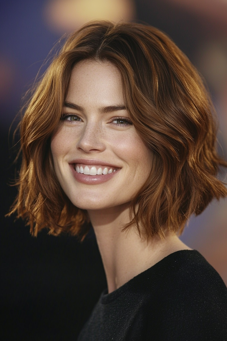 1. Textured Chestnut Medium Bob (Medium Bob Hairstyles) - Medium Bob Hairstyles