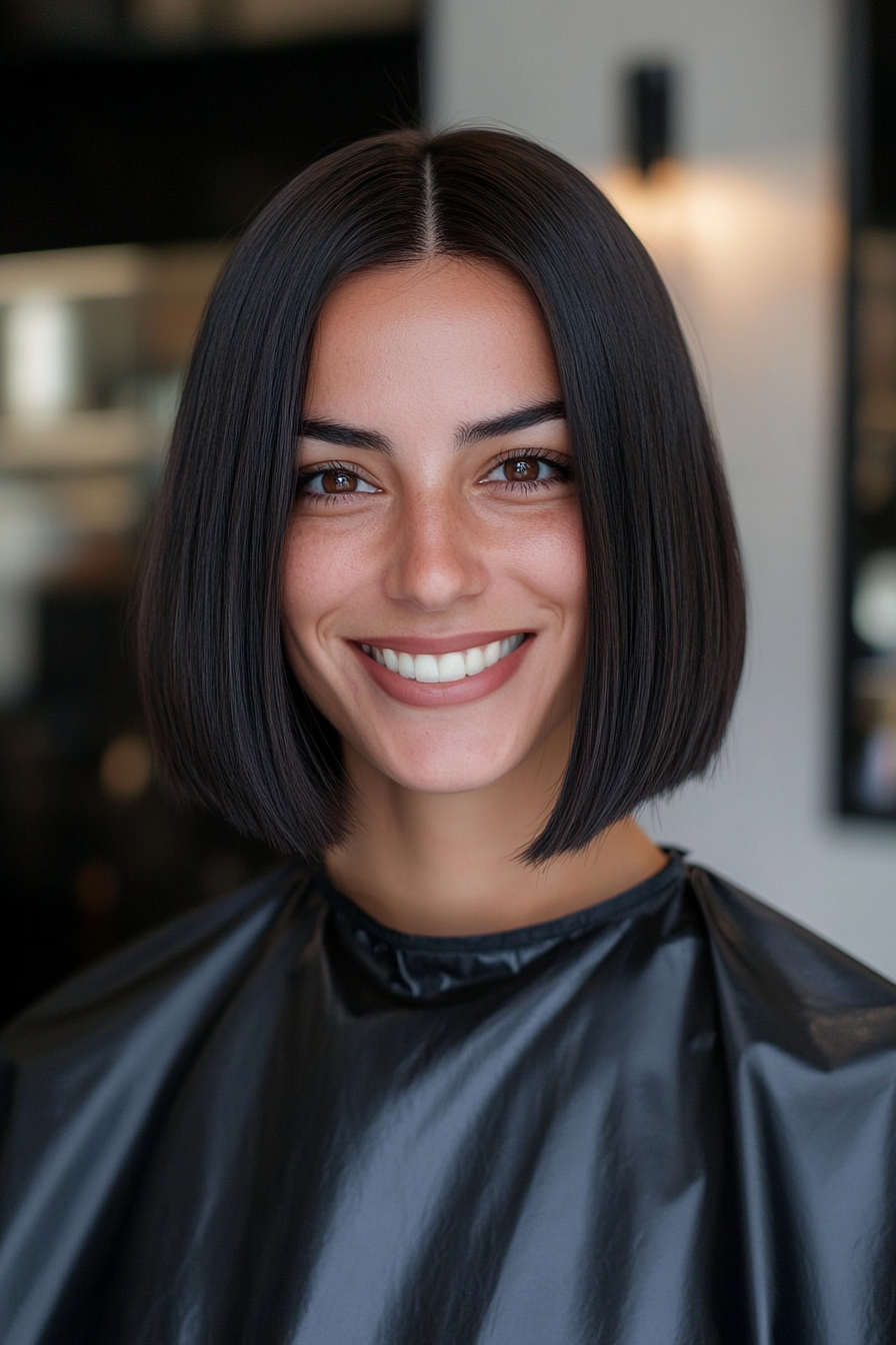 19. Medium-Length Raven Bob with Sleek Finish (Medium Bob Hairstyles) - Medium Bob Hairstyles