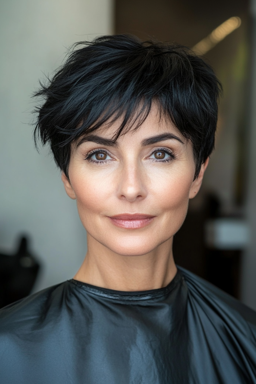 1. Classic Pixie Cut in Natural Black (Short Black Hairstyles For Women Over 50) - Short Black Hairstyles For Women Over 50