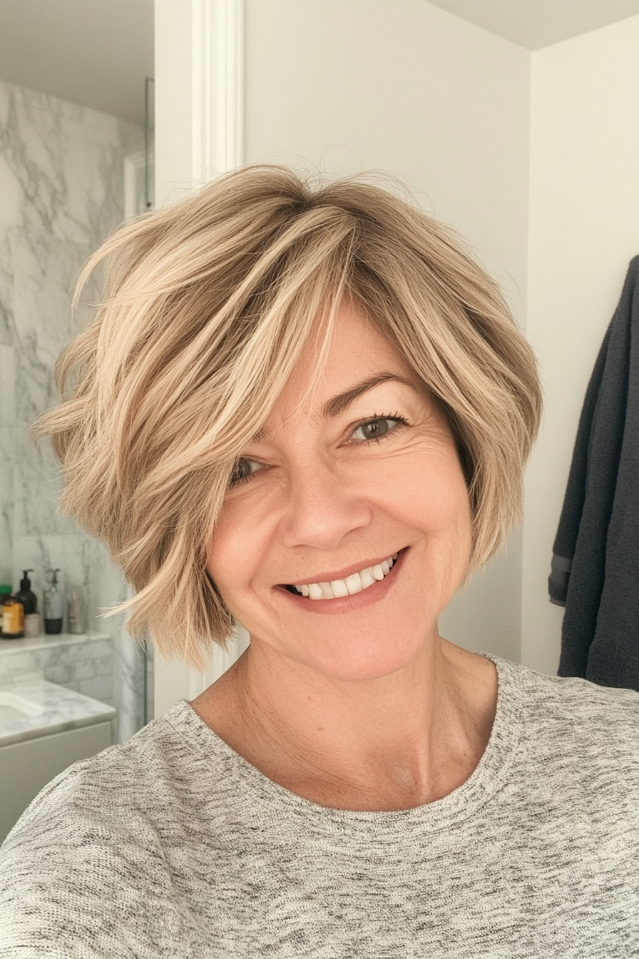 5. Textured Crop Bob in Sandy Blonde (Short Bob Hairstyles For Older Women) - Short Bob Hairstyles For Older Women