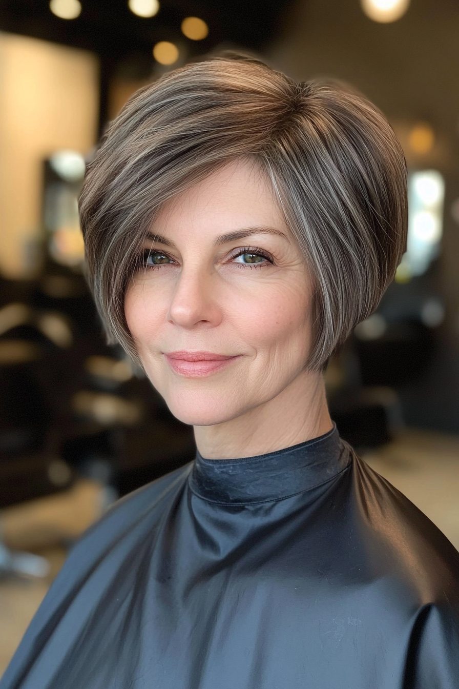 14. Pixie Bob in Dark Ash Brown (Short Bob Hairstyles For Older Women) - Short Bob Hairstyles For Older Women