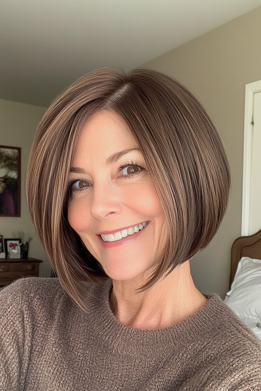 21. Face-Framing Bob in Mocha Brown (Short Bob Hairstyles For Older Women) - Short Bob Hairstyles For Older Women