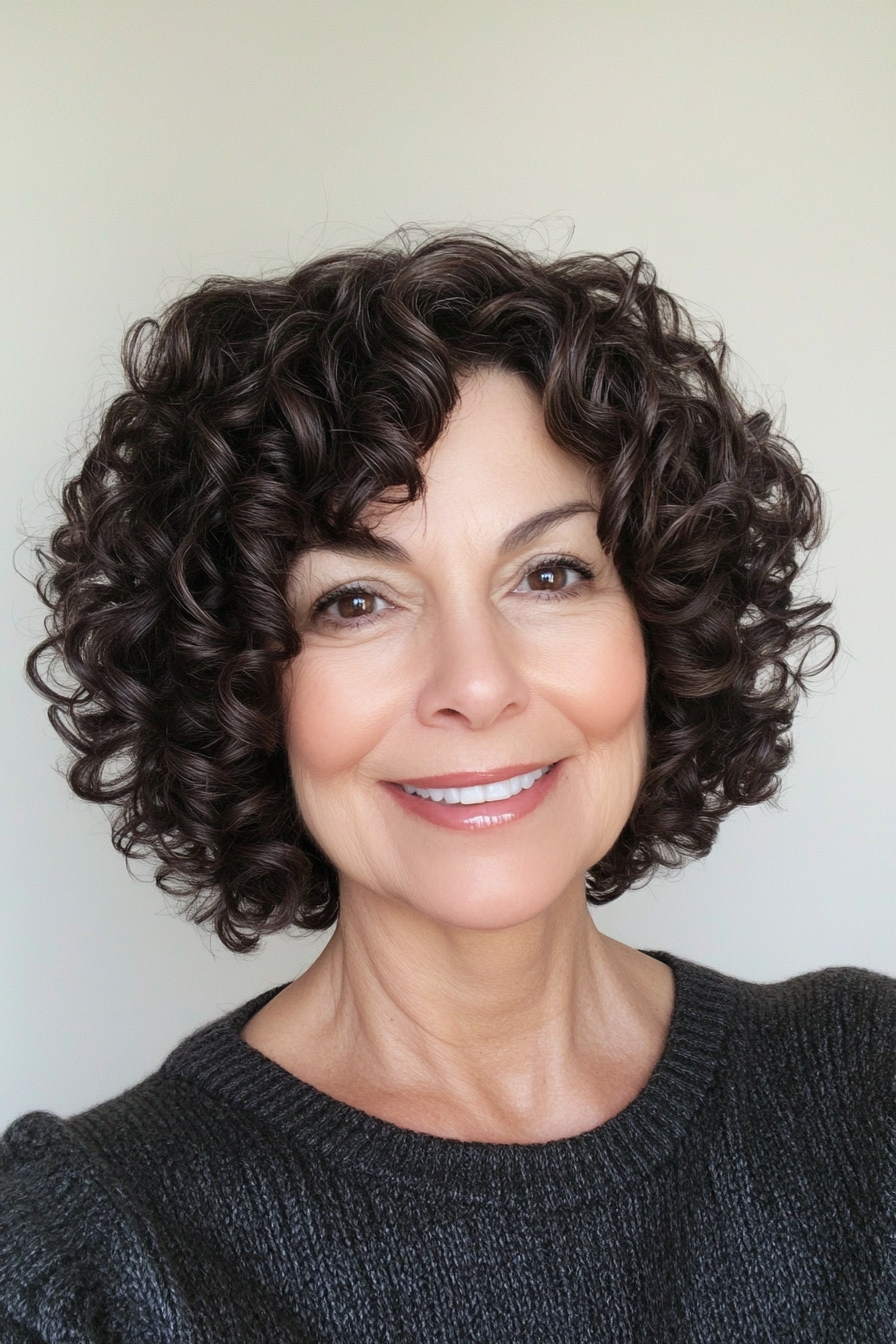 12. Cropped Ringlets in Deep Espresso (Short Curly Haircuts For Women Over 60) - Short Curly Haircuts For Women Over 60