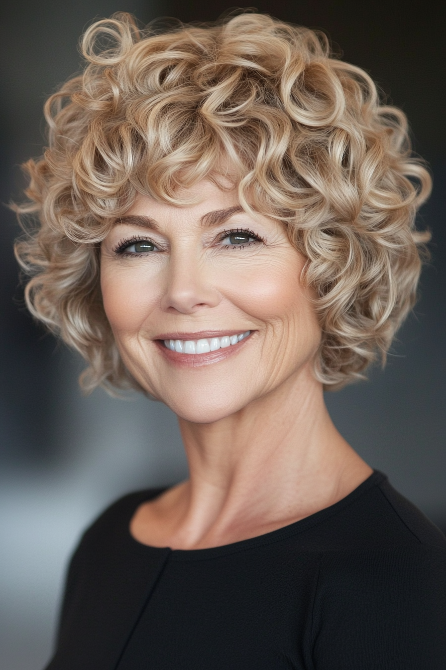 14. Bouncy Spiral Pixie in Sandy Blonde (Short Curly Haircuts For Women Over 60) - Short Curly Haircuts For Women Over 60