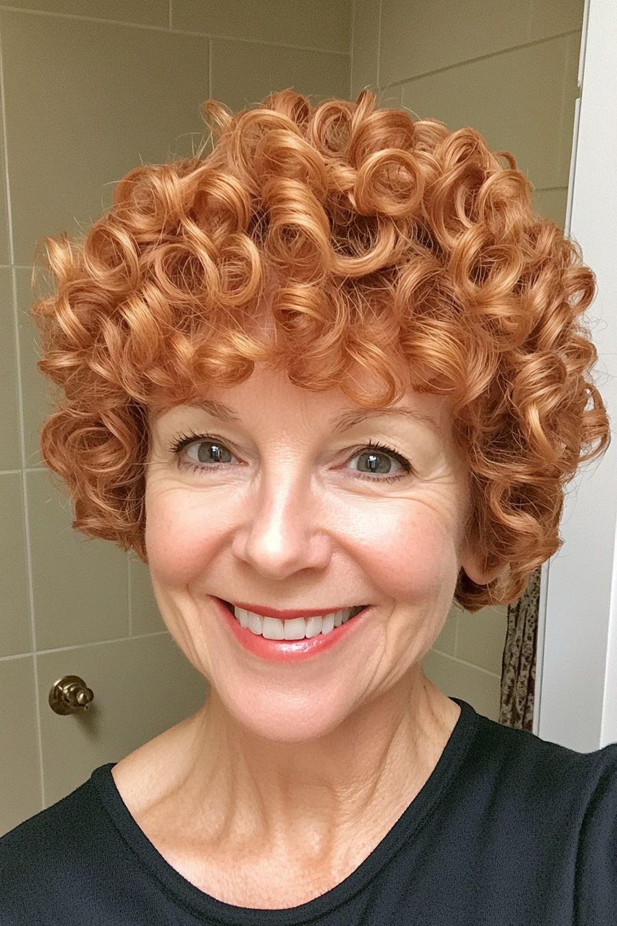25. Soft Corkscrew Cut in Natural Ginger (Short Curly Haircuts For Women Over 60) - Short Curly Haircuts For Women Over 60