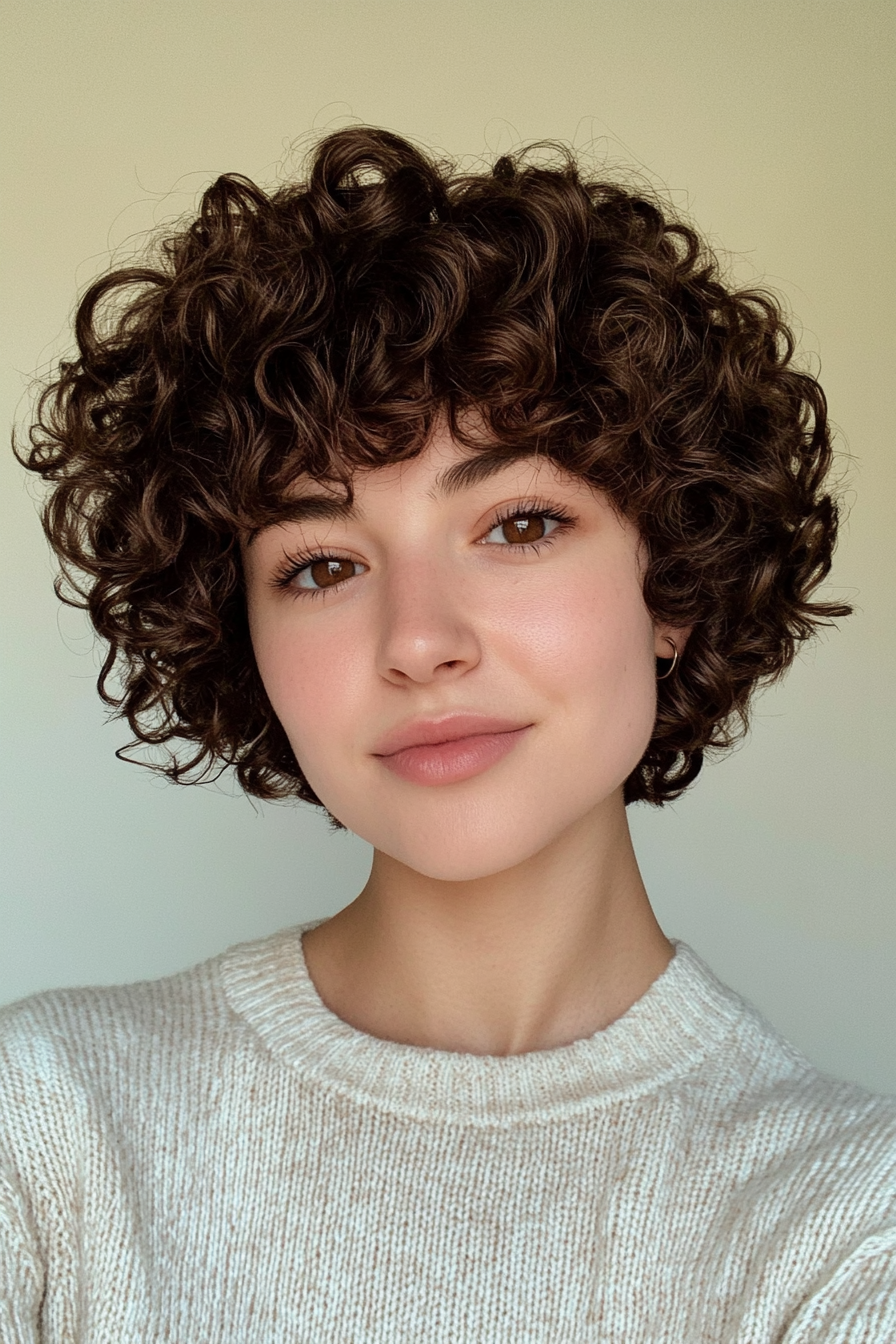 1. Layered Curly Pixie in Deep Espresso Brown (Short Curly Hairstyles For Women) - Short Curly Hairstyles For Women