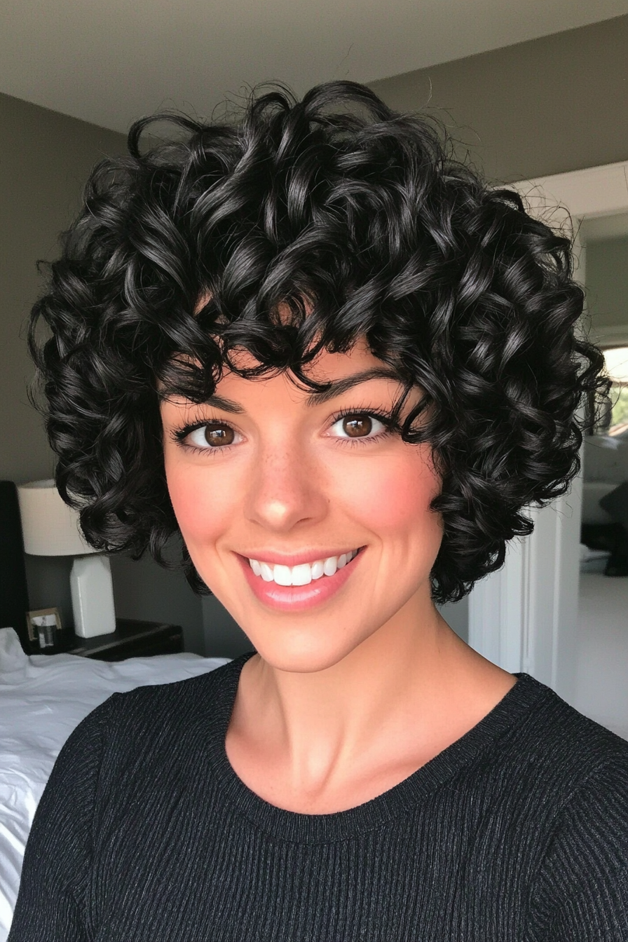 2. Tapered Ringlet Crop in Jet Black (Short Curly Hairstyles For Women) - Short Curly Hairstyles For Women