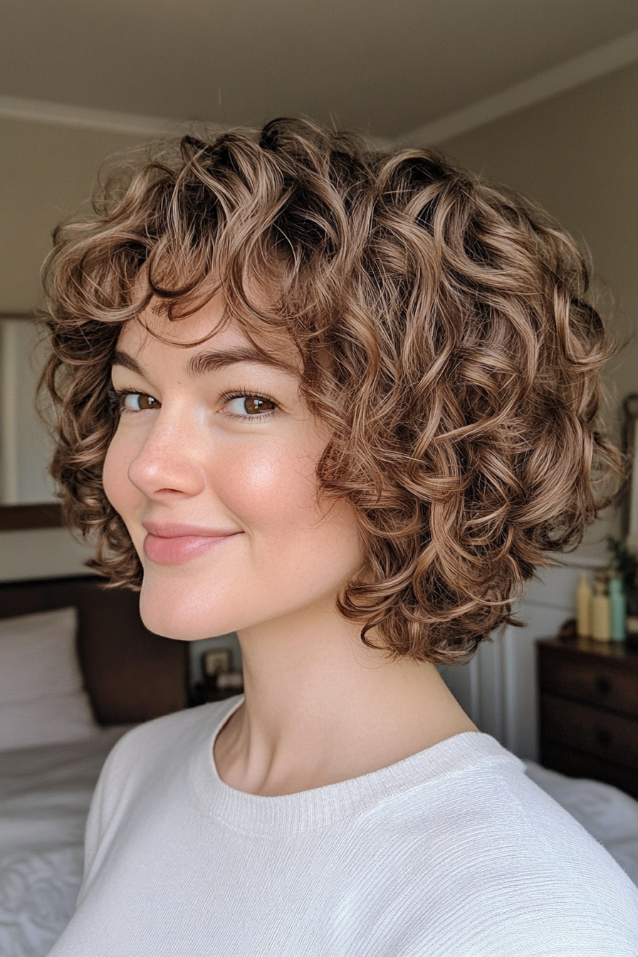5. Shaggy Curly Cut in Light Ash Brown (Short Curly Hairstyles For Women) - Short Curly Hairstyles For Women