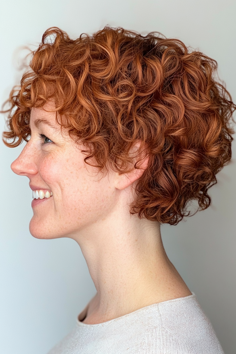 7. Textured Curly Crop in Warm Auburn (Short Curly Hairstyles For Women) - Short Curly Hairstyles For Women