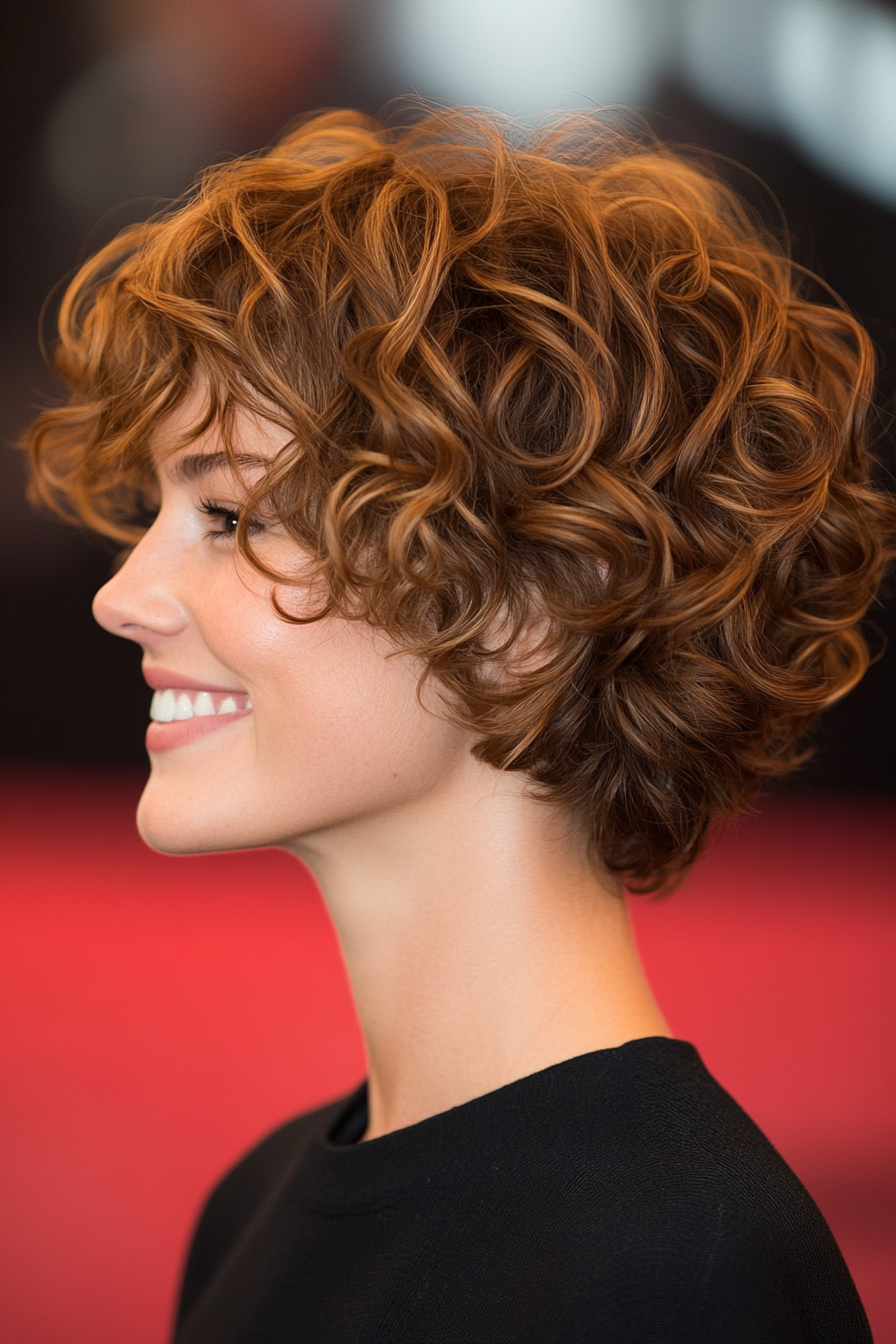 12. Croppie Curly Cut in Light Chestnut (Short Curly Hairstyles For Women) - Short Curly Hairstyles For Women
