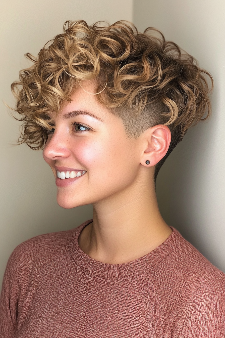 15. Side-Parted Curly Cut in Ash Blonde (Short Curly Hairstyles For Women) - Short Curly Hairstyles For Women
