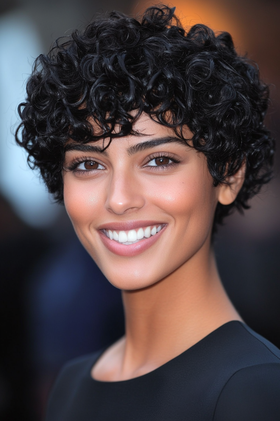 17. Pixie with Defined Curls in Natural Black (Short Curly Hairstyles For Women) - Short Curly Hairstyles For Women