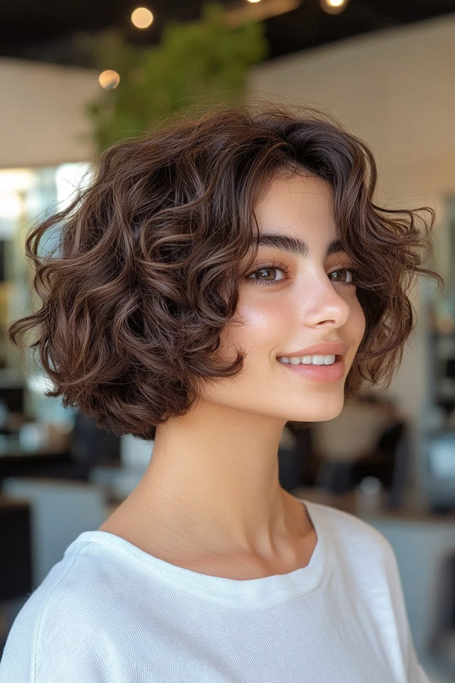 22. Baby Curls Bob in Brown (Short Curly Hairstyles For Women) - Short Curly Hairstyles For Women