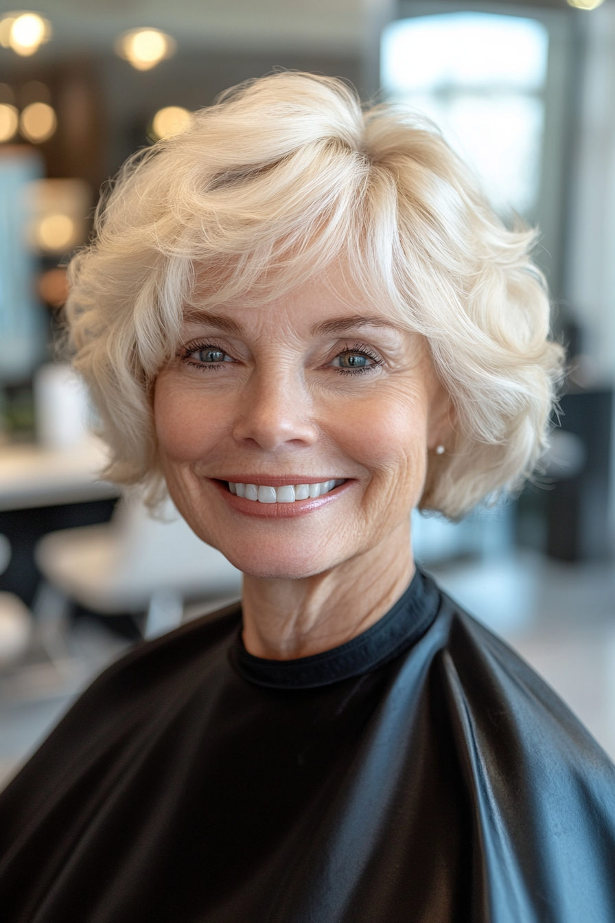 12. Curly French Crop with Sandy Blonde Highlights (Short Curly Haircuts For Older Women) - Short Curly Haircuts For Older Women