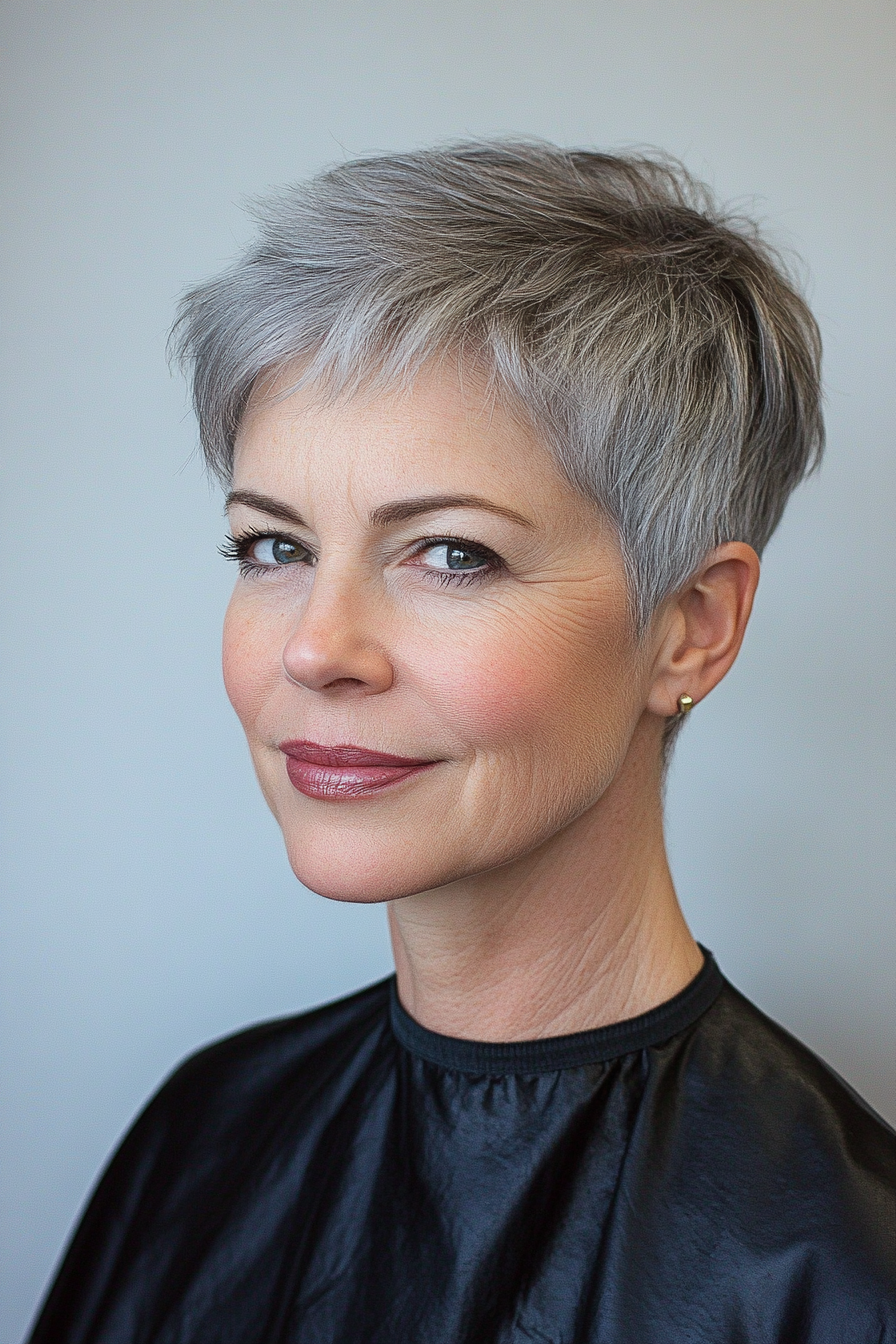 3. Classic Charcoal Tapered Pixie (Short Pixie Haircuts For Women Over 50) - Short Pixie Haircuts For Women Over 50