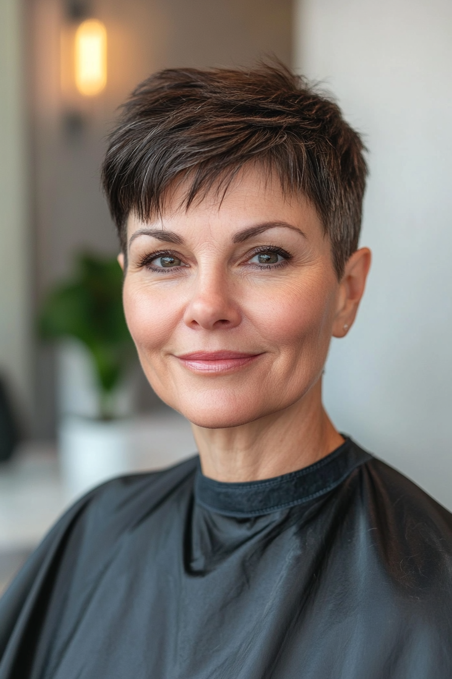 15. Espresso Pixie with Undercut Detail (Short Pixie Haircuts For Women Over 50) - Short Pixie Haircuts For Women Over 50