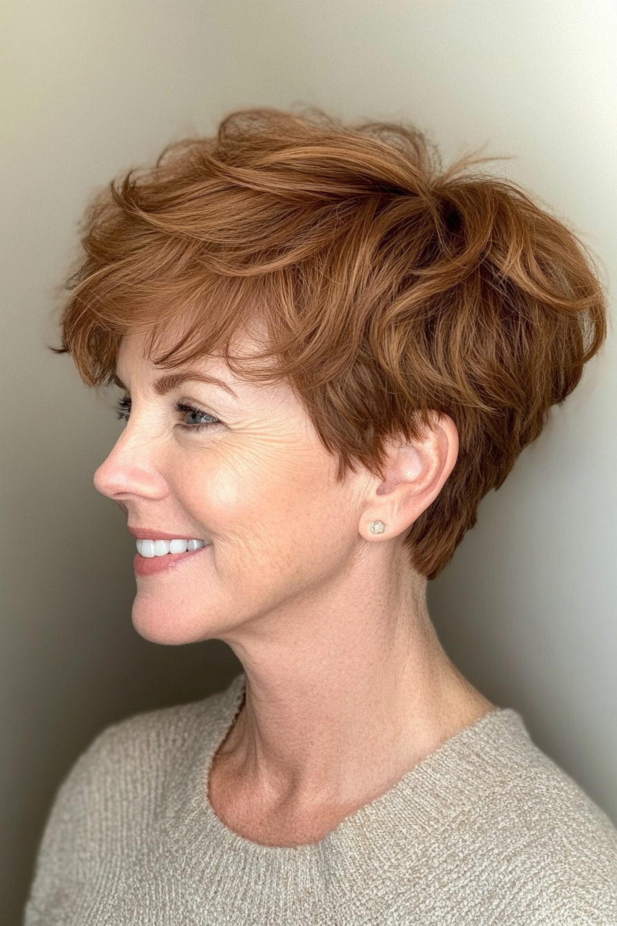 16. Light Chestnut Textured Crop (Short Pixie Haircuts For Women Over 50) - Short Pixie Haircuts For Women Over 50