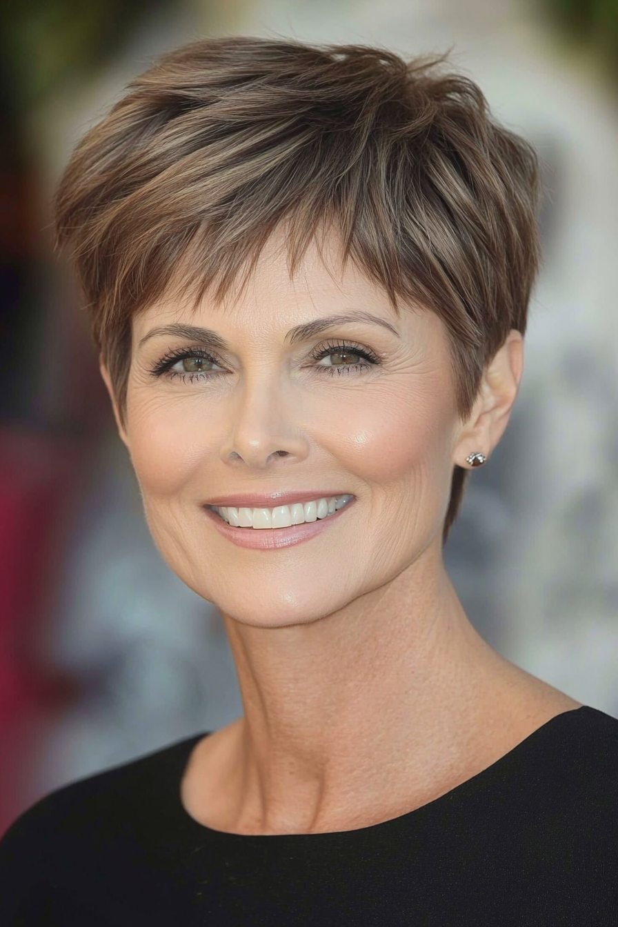 18. Neutral Brown Tapered Pixie (Short Pixie Haircuts For Women Over 50) - Short Pixie Haircuts For Women Over 50