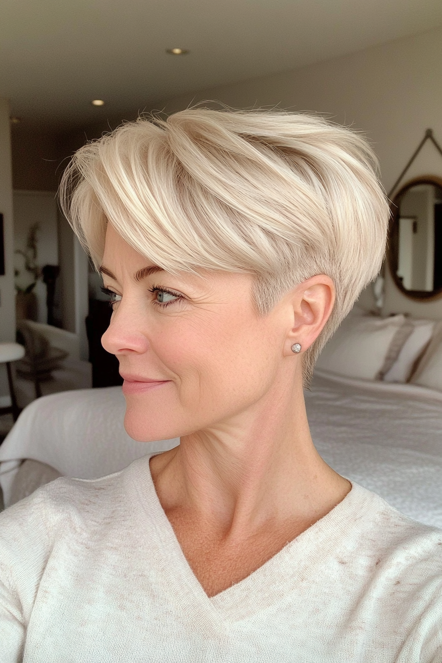 25. Frosted Blonde Pixie with Subtle Lift (Short Pixie Haircuts For Women Over 50) - Short Pixie Haircuts For Women Over 50