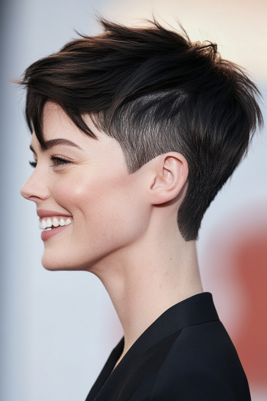 4. Soft Black Undercut Pixie (Very Short Pixie Haircuts) - Very Short Pixie Haircuts