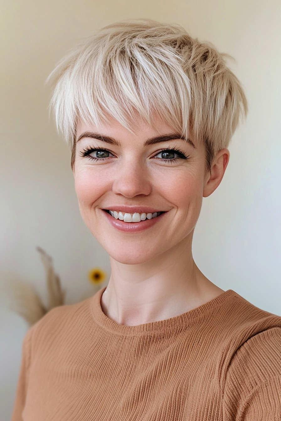 7. Sandy Blonde Wispy Fringe Pixie (Very Short Pixie Haircuts) - Very Short Pixie Haircuts