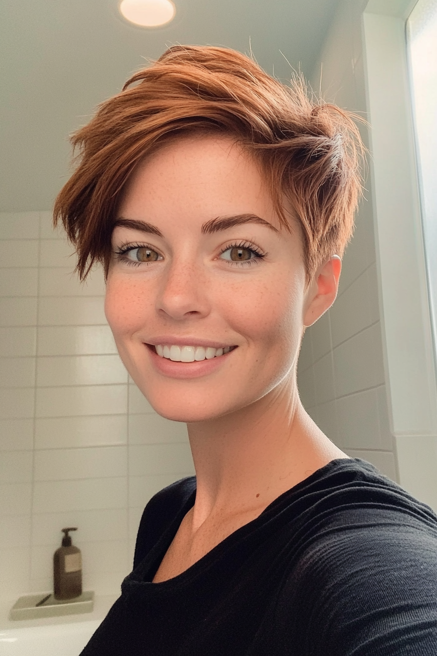 8. Chestnut Brown Point-Cut Pixie (Very Short Pixie Haircuts) - Very Short Pixie Haircuts