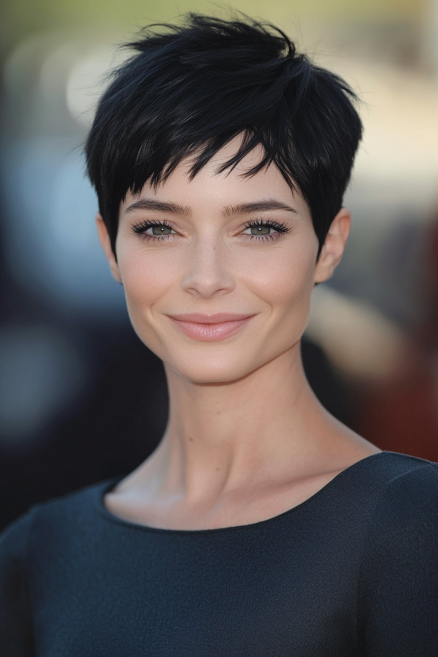 10. Jet Black Micro Fringe Pixie (Very Short Pixie Haircuts) - Very Short Pixie Haircuts