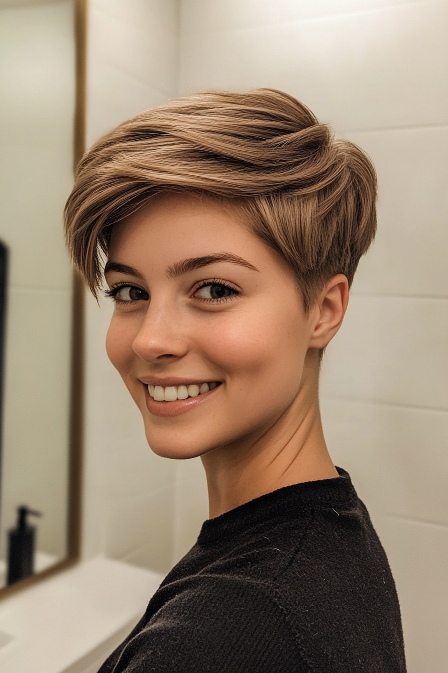 11. Light Brown Rounded Pixie Cut (Very Short Pixie Haircuts) - Very Short Pixie Haircuts