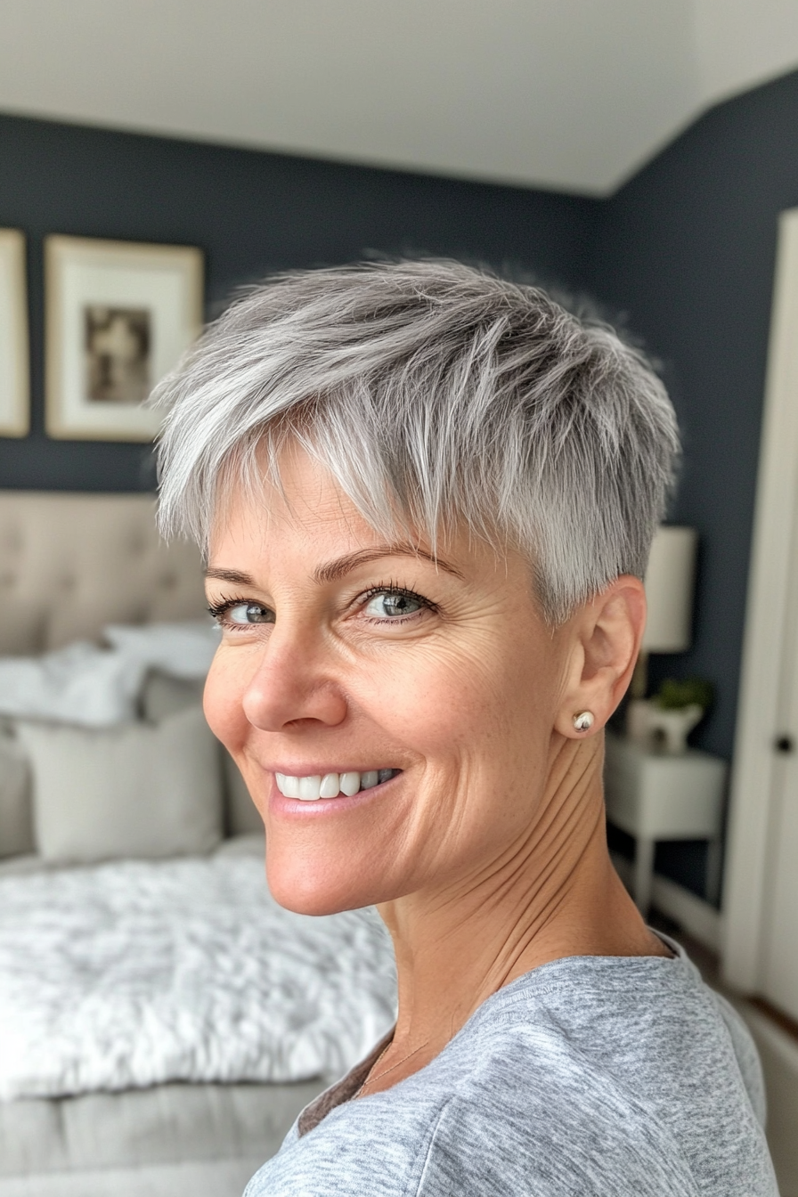 19. Soft Gray Wispy Crop (Very Short Pixie Haircuts) - Very Short Pixie Haircuts