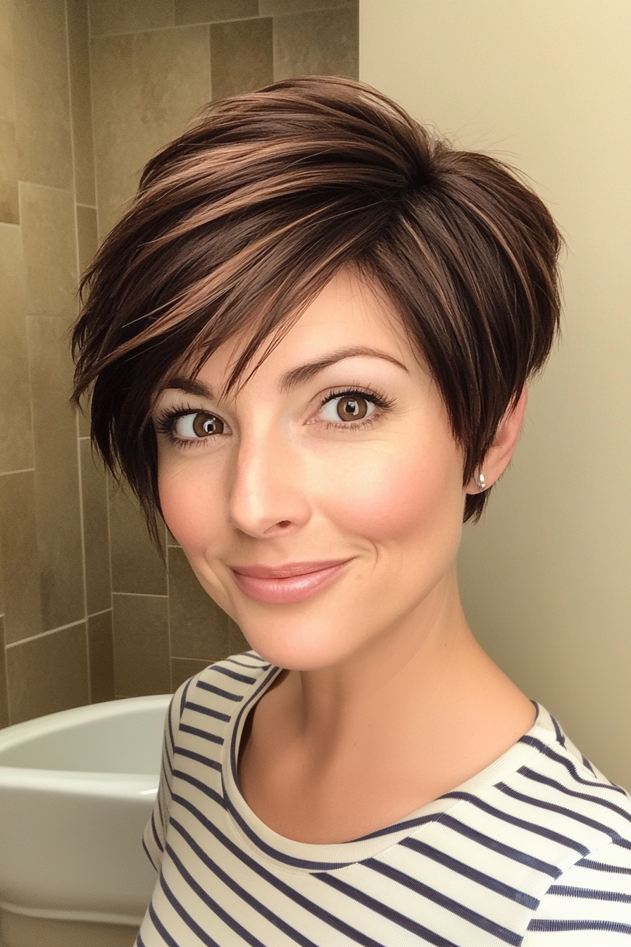 22. Espresso Layered Sideswept Pixie (Very Short Pixie Haircuts) - Very Short Pixie Haircuts