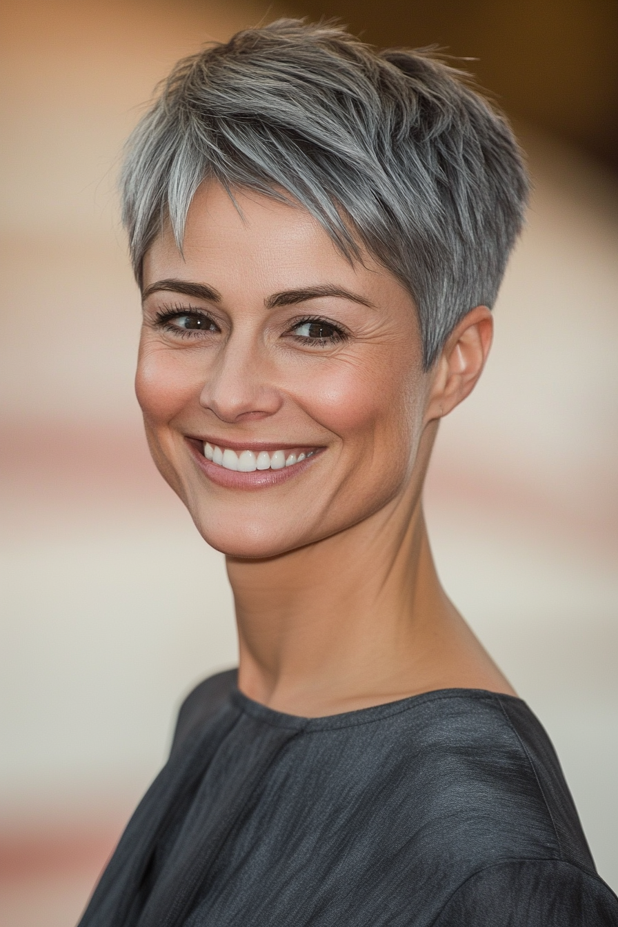 24. Charcoal Gray Sleek Pixie Crop (Very Short Pixie Haircuts) - Very Short Pixie Haircuts